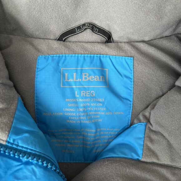 LL Bean Down Puffer Vest Womens Large Blue Bright Gorpcore Outdoors Warm Layer - Picture 2 of 6